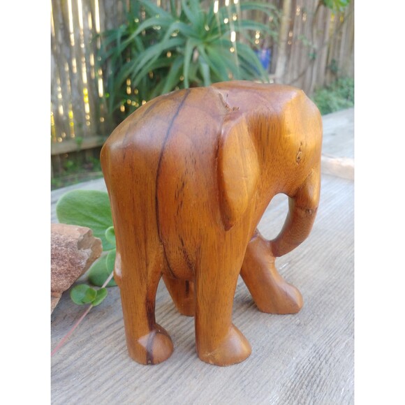 Vintage Hardwood Elephant // Decorative Wood Figurine - Picture 6 of 10
